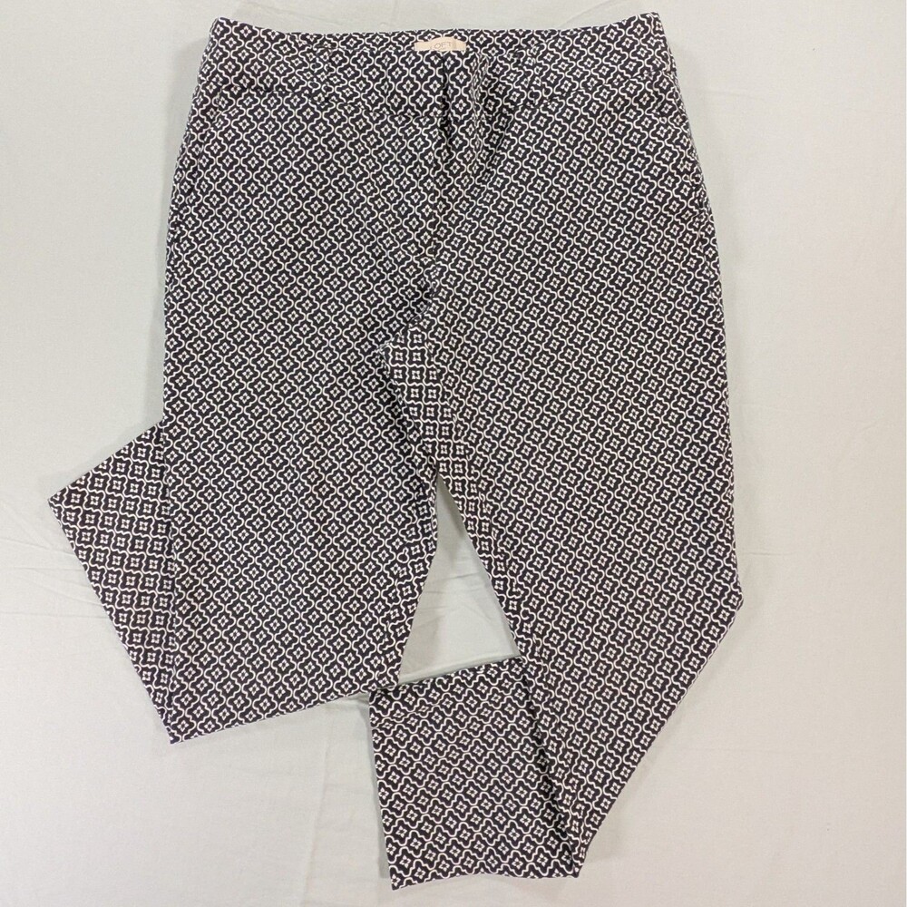 Loft Women’s Curvy Skinny Mid Rise Crop Trouser Size 12 Geometric